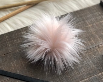 Detachable Snap On Fur Pom Pom For Knit Crochet Hats x Handmade x Vegan Faux Fake x Assorted Colors + Sizes  x High Pile Long x Craft Supply