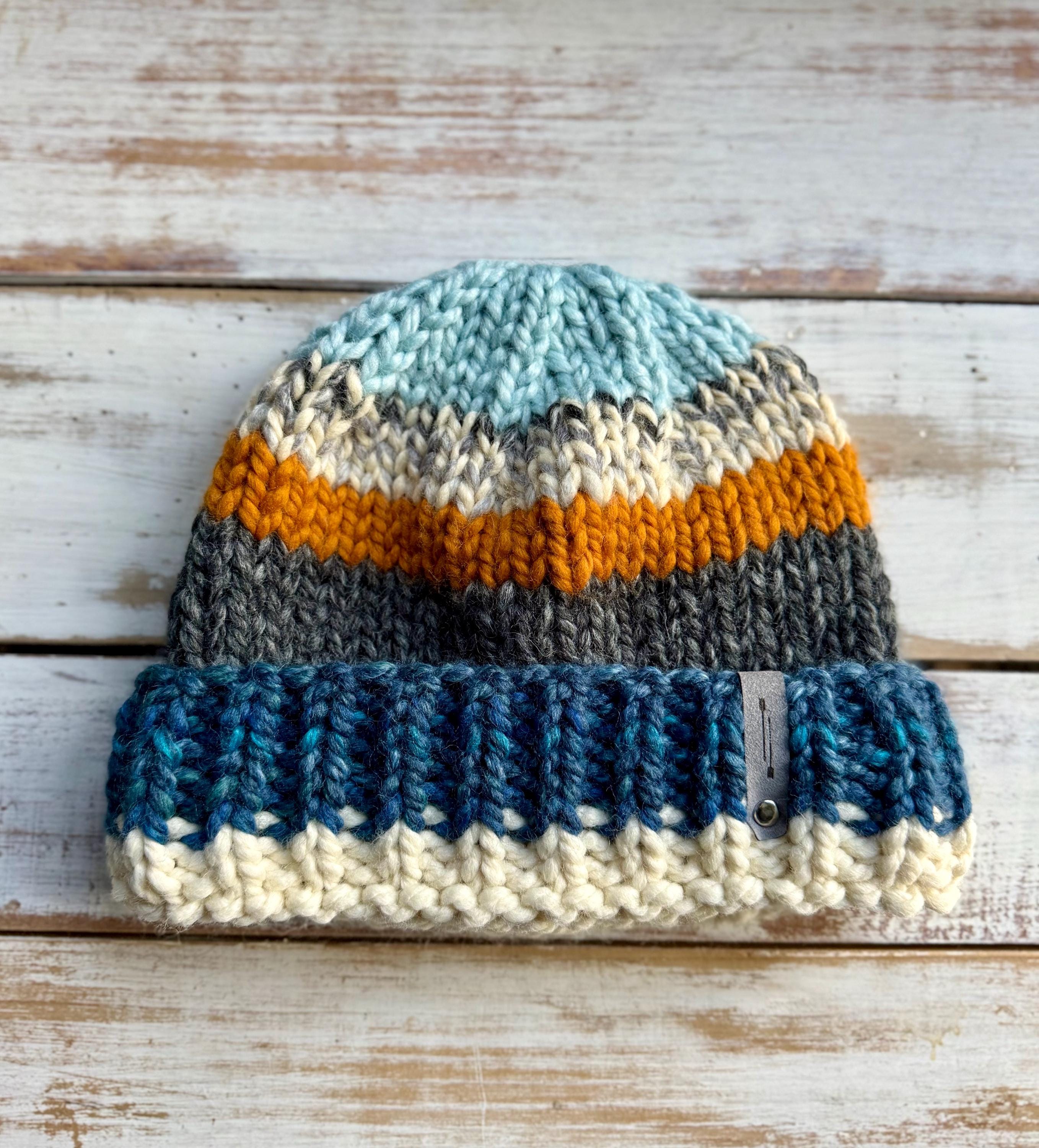 Hand Knit Striped Chunky Beanie Beanie Stripe - Chunky main image 3