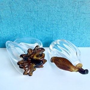 Vintage Clear Glass Fruit With Amber Glass Accents