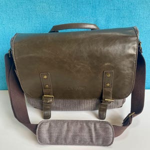 Evecase Brown Leather Camera | Lens | Tablet Shoulder Crossbody Travel Bag