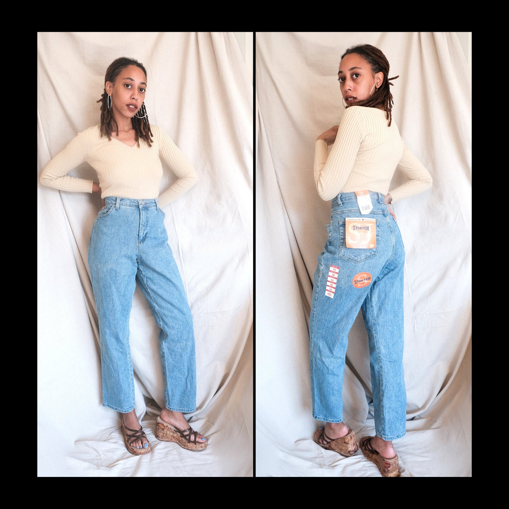 Vintage Faded Glory Denim Jeans With 