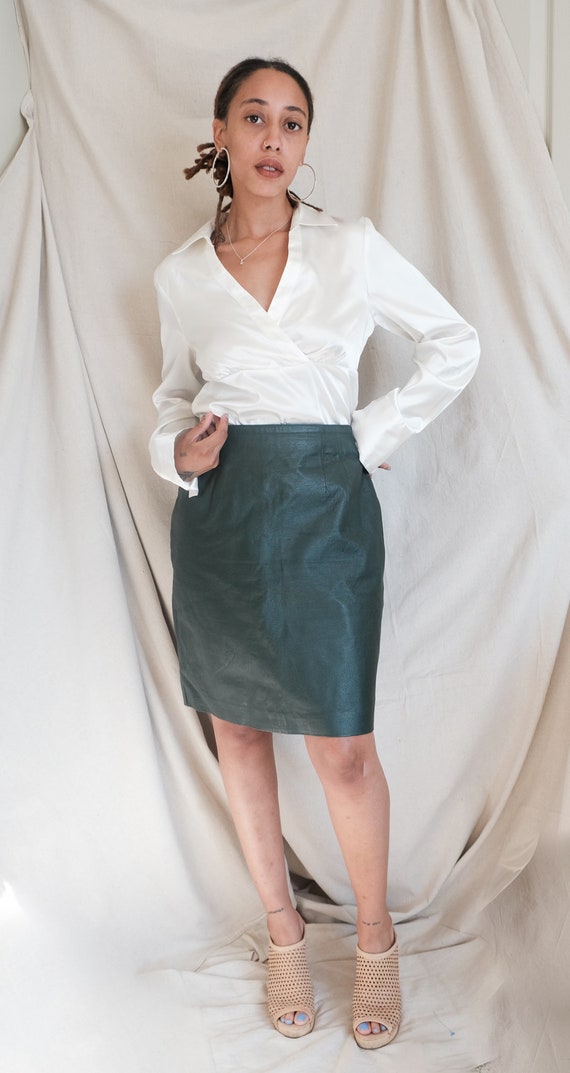 Vintage Satin V Neck Blouse - image 3