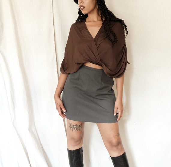 Vintage 90s Gray A Line Skirt - image 2