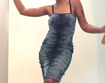 Vintage Blue Zebra Print Dress
