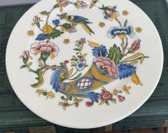 Vintage Gien Faience Plate – French Cornucopia Floral Bird Design