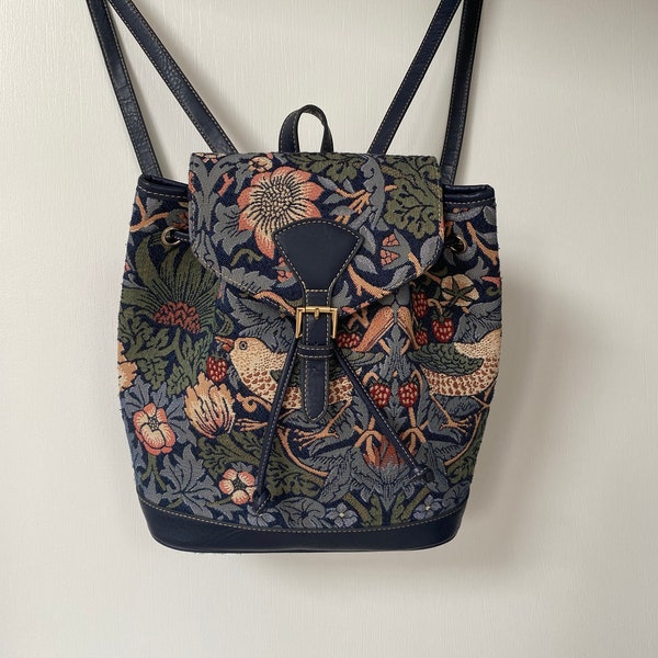 Vintage Tapestry Backpack By Signare Bird And Botanical Design Fabric Hand Bag