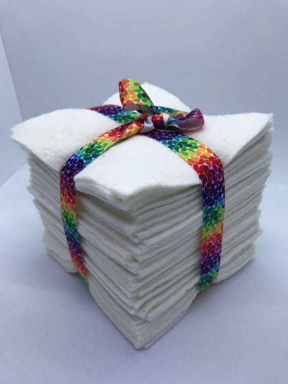 50 Pieces - 5.5”Pellon Natural Cotton Batting Squares, 5.5”x 5.5” Batting Squares for Rag Quilting, Batting Squares, Potholders