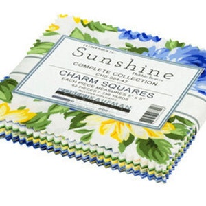 42 - 5” Pre-cut Cotton Squares - Sunshine Debbie Beaves Complete Collection CHS-984-42 Charm Squares by Robert Kaufman Fabrics, Charm Pack