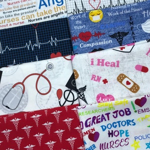 8 FQ Bundle - Thank You Frontline Workers 100% Cotton Fabric Bundle, Essential Workers Fabric, Nurse Fabric, Mask Bundle Fabric