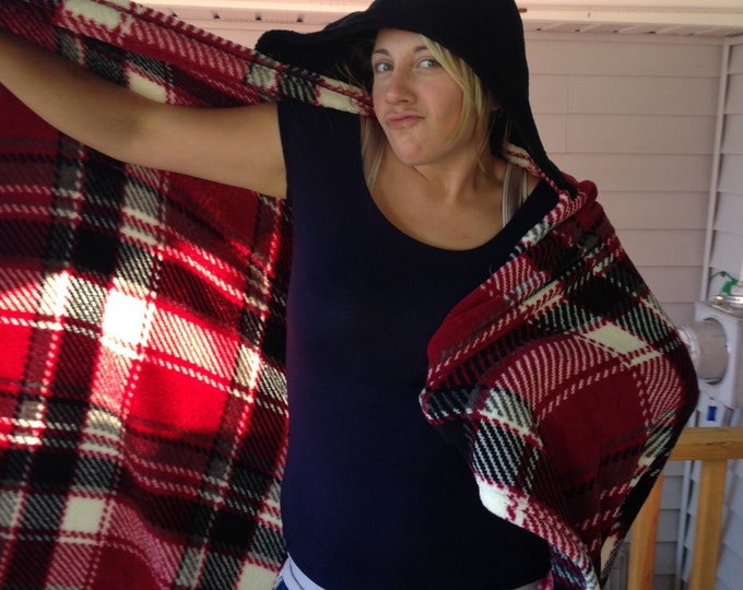 HOODED FALL BLANKET Bonfire Blanket, Stadium Blanket, Outside Blanket