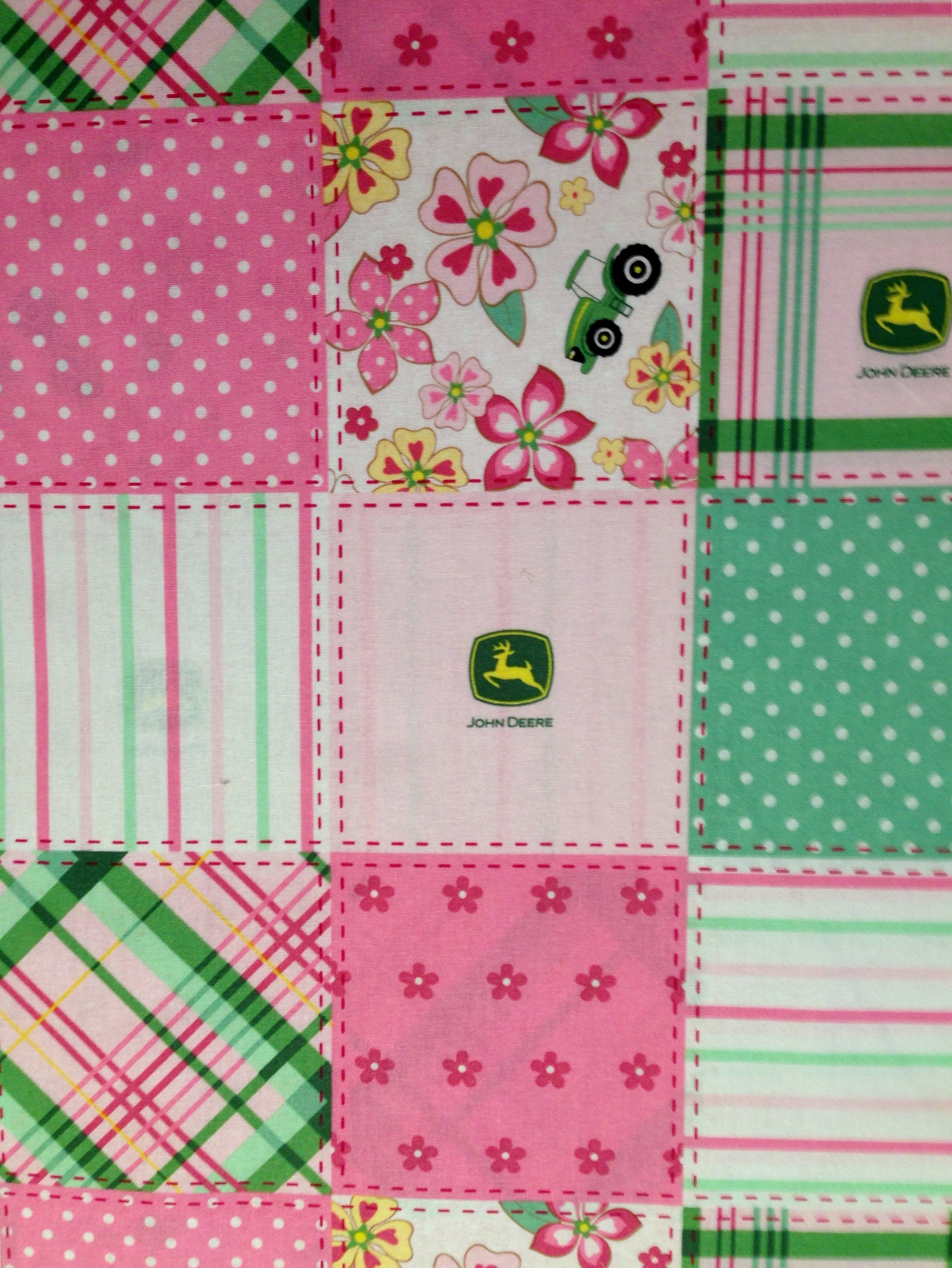XL Cotton Fabric FQ John Deere Pink Floral Madras Patch Etsy