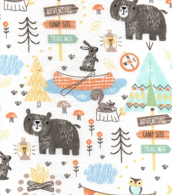 Super snuggle flannel quilted woodland baby quilt.