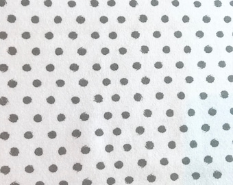 Gray Dots on White Super Snuggle Cotton Flannel Fabric OR Gray Polka Dot Precut Flannel Fabric