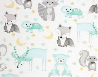 Bunny Moon Flannel Nursery Fabric Cuddle Me Animals Magic Moon Flannel Fabric Teddy Frog Panda Owl