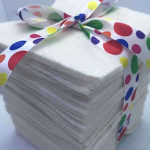 50 Pieces - 4.5” Pre-Cut Pellon Natural Cotton Batting Squares, 4.5”x 4.5” PreCut Batting Squares for Rag Quilting, Pre-Cut Batting Squares