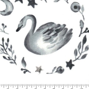 Celeste Swan Floral Magic Moon Cotton Flannel Fabric OR Celeste Swans Magic Moon Precut Flannel Fabric, Moon, Stars, Pink