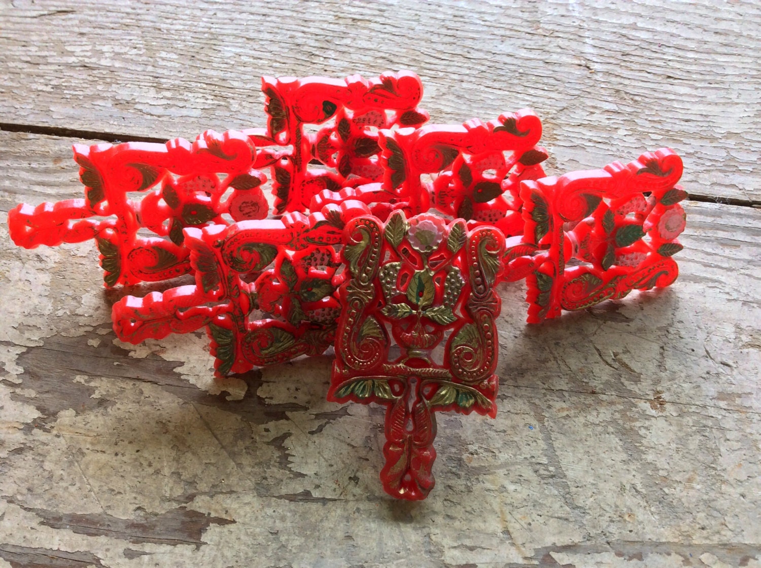 Red Floral Push Pins Curtain Tiebacks Valentine Bulletin Etsy