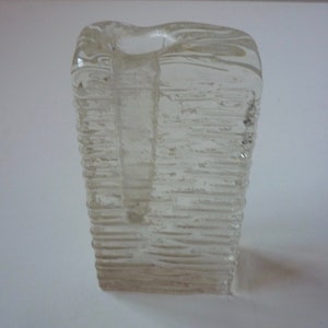 Vintage Whitefriar&#39;s Style Glass Vase, Art Slab Posy Vase, Clear Slab Glass, Posy Vase, Mid Century Studio Glass,