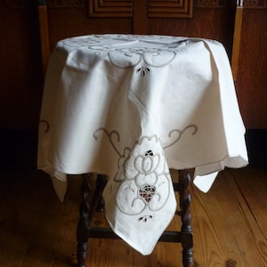 Vintage Cut Work Tablecloth, Curtain, Cotton Small Square Tablecloth, Pretty Square Cloth, Cut Work Vintage Cloth, Brocante, Curtain Panel