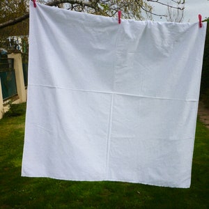 Vintage White Damask Tablecloth, White Cotton Square Tablecloth, Tea Time Cloth, 1970&#39;s Cotton Tablecloth