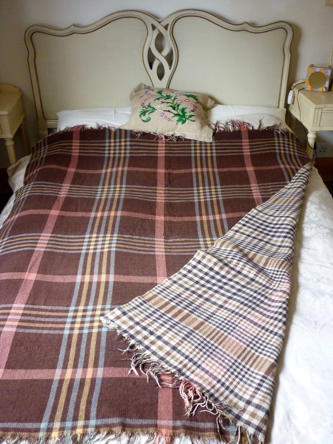 Antique Wool Blanket Vintage Double Faced Blanket 1940's Etsy