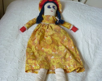 vintage 1960's / 70's Rag Doll, Hand Made vintage Rag Doll