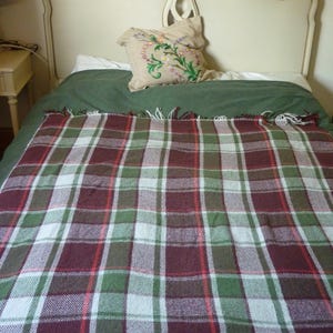 Vintage Small Checked Blanket, Distressed Soft 1950&#39;s / 60&#39;s  Tartan Blanket / Throw Some damage