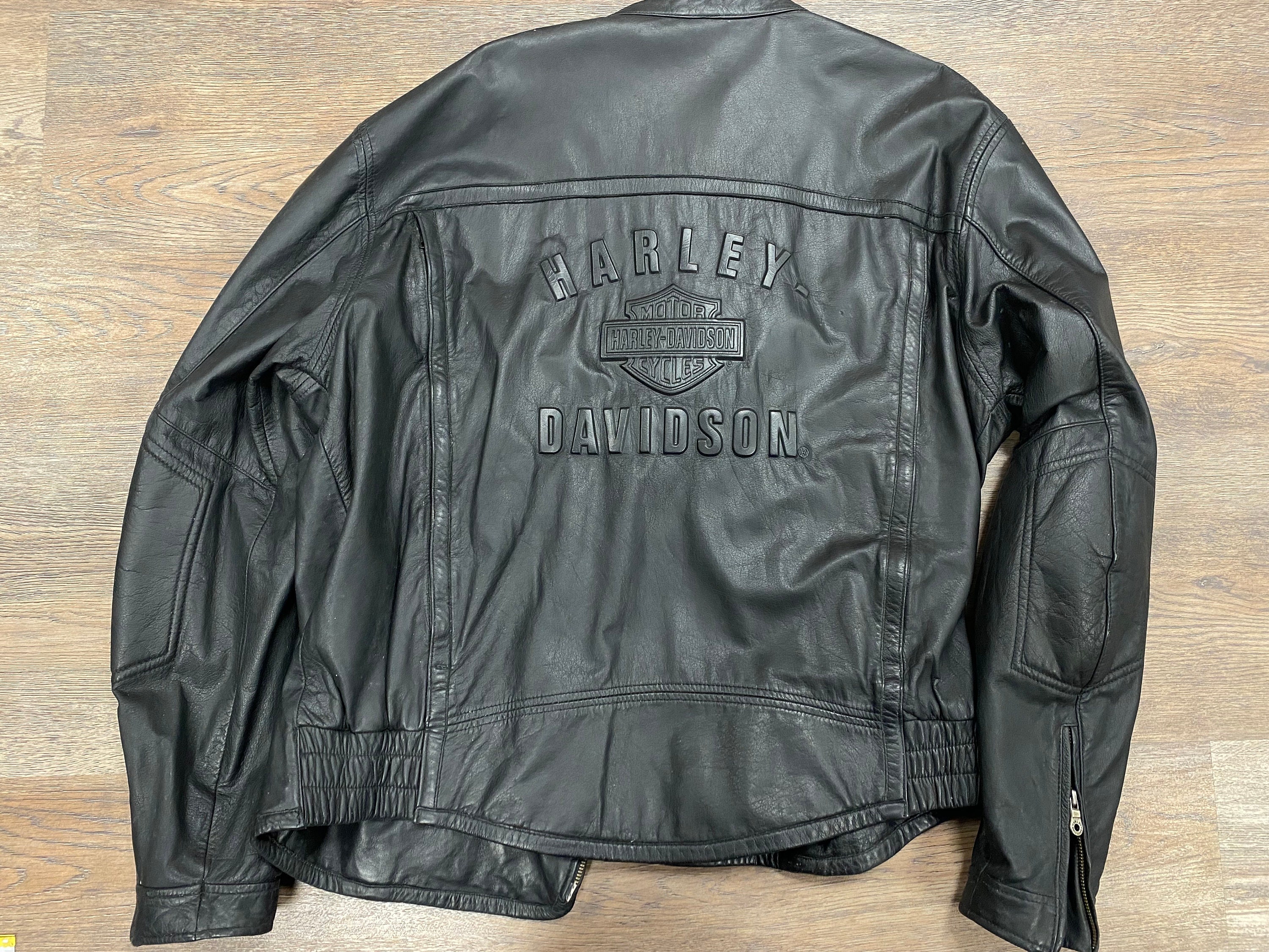 Used leather top harley davidson jacket