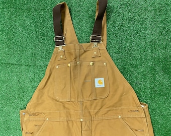 Vintage Carhartt  Duck Bib Quilt Lined Overalls R02 BRN USA Union Mens 40x30