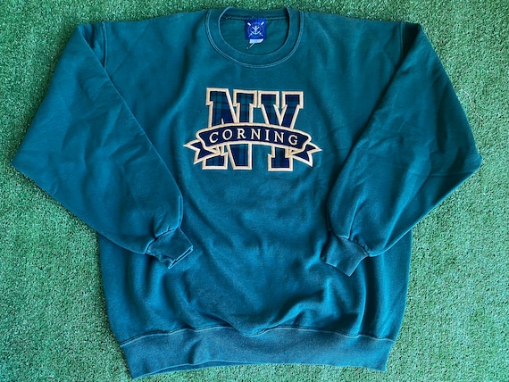 Vintage 90s Plaid Corning NY Crewneck Sweatshirt,… - image 1