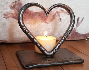 A Personalised Love Heart T Light~ 6th Wedding Anniversary ~Birthday~ him her~Love Iron~ Candle ~ Love ~ Valentines Gift ~ Blacksmith made