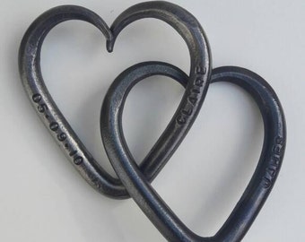 6th Anniversary Love Hearts Interlinked Iron Wedding Him Her Wife Personalised Blacksmith Birthday Gift
