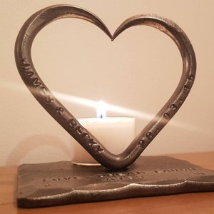 A Personalised Iron Love Heart T Light 6th Wedding Anniversary Birthday him her Candle Love Gift Blacksmith made image 7