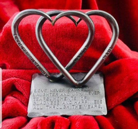 Hand Forge Personalised Love Heart Wedding Anniversary Gift