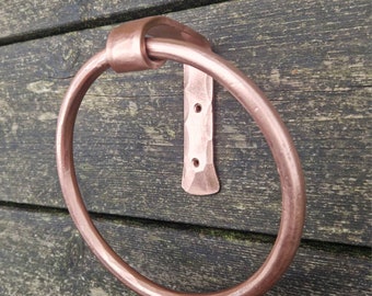 Hand Forged Copper Towel Ring~ Blacksmith made ~ Hammered~ Bathroom~ interior ~ Brushed Copper~ Bathroom Interiors~