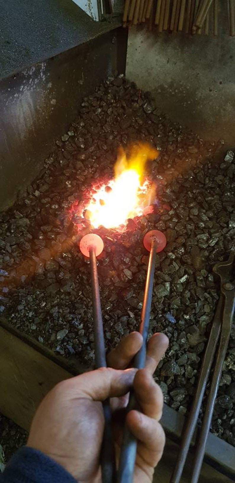 Hand Forged Fire Poker Blacksmith Made Wrought Iron Fire Tool Aga Log Burner Homeware Gift image 4