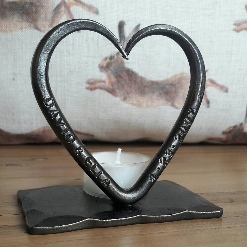 A Personalised Steel Love Heart T Light~ 11th Wedding Anniversary ~ S…