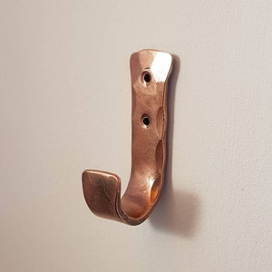 Premium Hand Forged Copper Hook ~ Cloakroom~ Rustic ~ Door Hooks~ Kitchen Hook~ Blacksmith Made ~ Country Cottage ~ Interior~ Brushed Copper