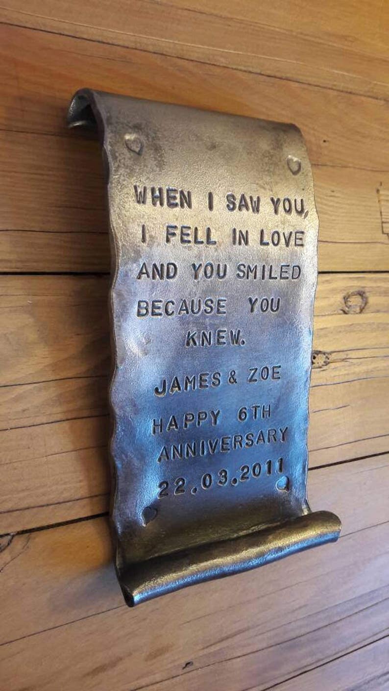 Iron Scroll 6th Anniversary Gift Partner Iron Wedding Vows Etsy