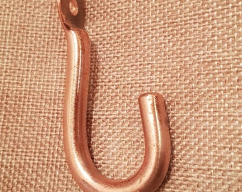 Medium Basic Copper Hook~ Hand Forged ~ Blacksmith made ~ kitchen ~Bathroom ~ Pots~ Cups~ Interior~ Curtain Tie Backs~ Brushed Copper