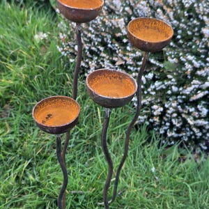 Wiggly Stem Bee Water Cup Station - Bee Drinkers Butterfly Water Insect~ Rustic Patina Fun Garden Art Rusty Love Decor Plants Rain Catcher