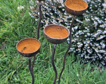 Wiggly Stem Bee Water Cup Station - Bee Drinkers Butterfly Water Insect~ Rustic Patina Fun Garden Art Rusty Love Decor Plants Rain Catcher