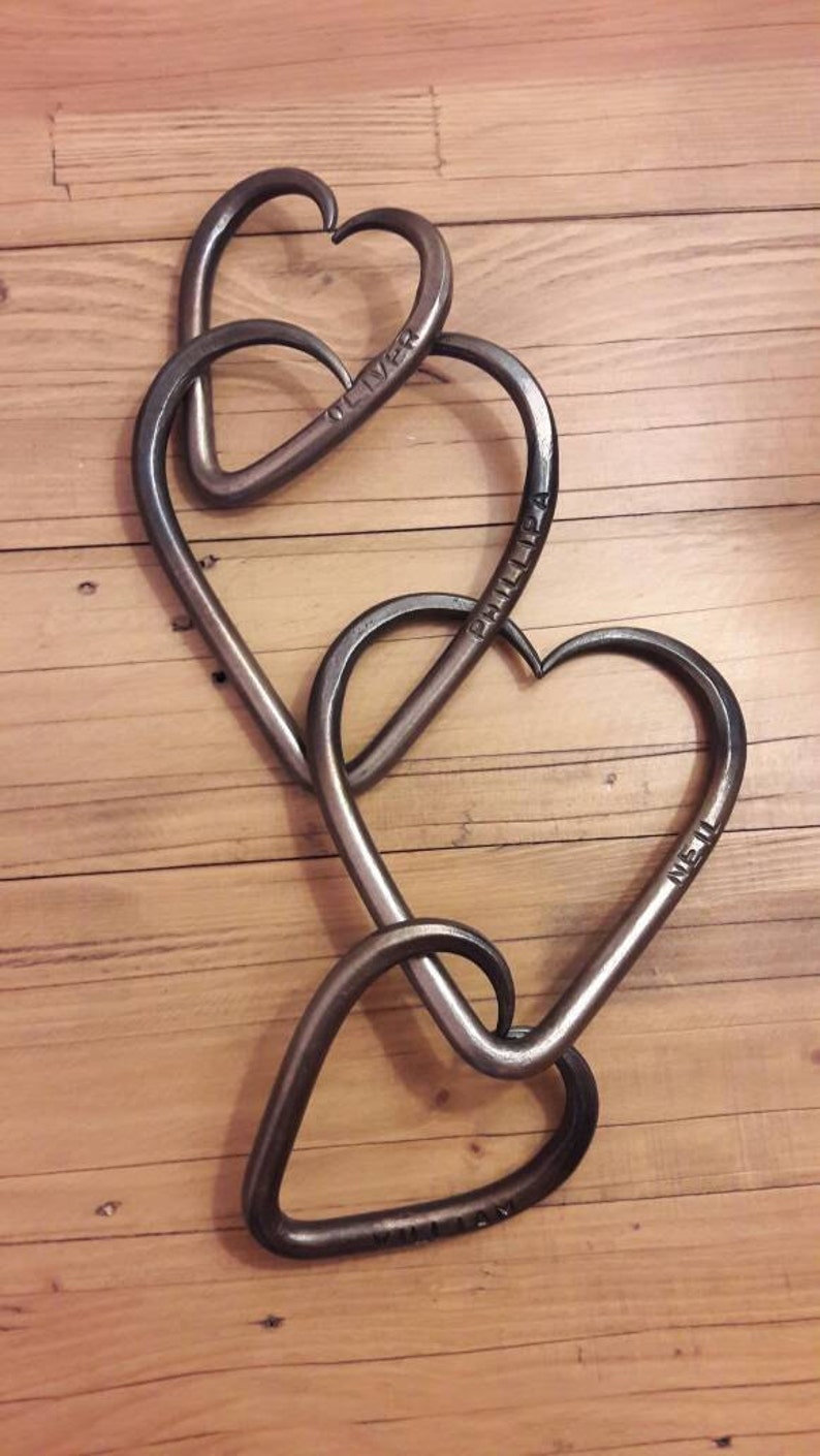 x4 Family of Hearts Steel Interlinked Love 11th Year AnniversarySteelfor him for her PersonalisedWife Living Room Art Gift image 2