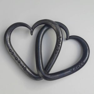 11th Year Anniversary ~ Interlinked Love Hearts~ Steel Wedding~ Him~Her~Personalised~ Birthday Gift~ Love Valentines Day