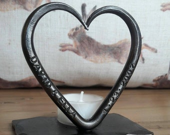 A Personalised Iron Love Heart T Light~ 6th Wedding Anniversary ~Birthday~ him her~Love ~ Candle ~Valentines Gift Blacksmith made