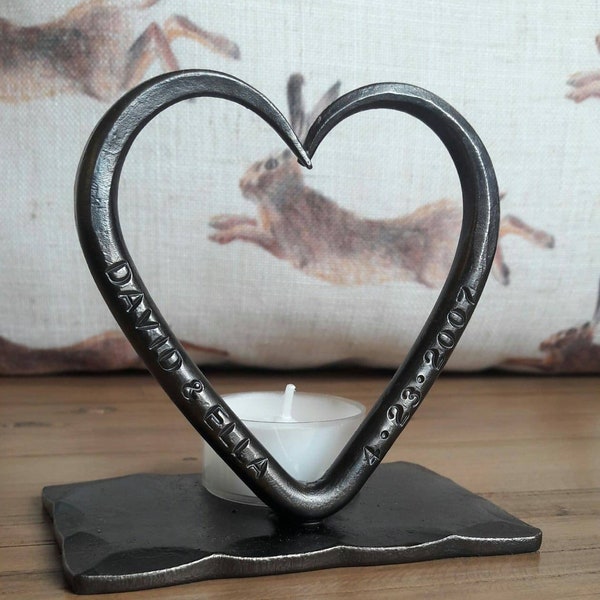 A Personalised Iron Love Heart T Light~ 6th Wedding Anniversary ~Birthday~ him her~Love ~ Candle ~Valentines Gift Blacksmith made