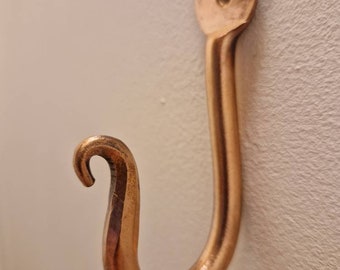 Medium Copper Penny End Hook~ Hand Forged Hooks ~ Blacksmith made ~ kitchen ~ interior ~ Pots ~ Pans ~ Curtain Tie Backs~ Brushed Copper