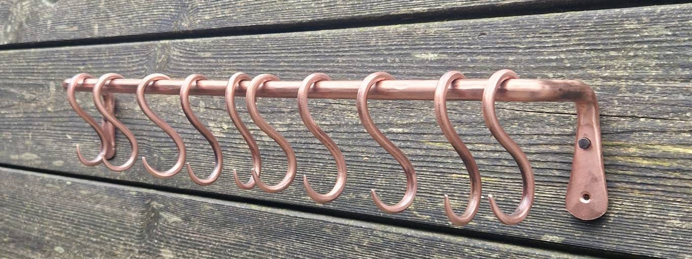 Full Set Copper Untensil Rail With S Hooks Blacksmith Made - Etsy