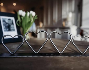 Anniversary Gift Personalised Family of Hearts~ Wedding Gift~ Vows~ Partner for Him Her~ Sculpture Ornament