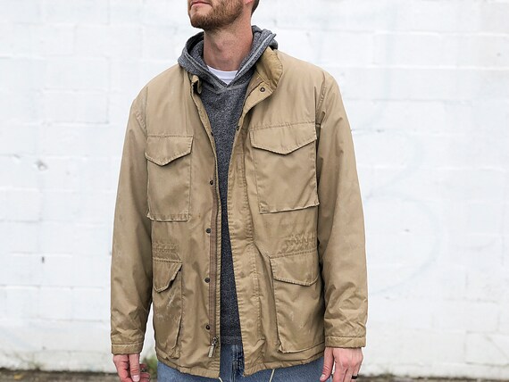 Vintage Cargo Utility Jacket Khaki Field Jacket Mens Cargo Jacket Mens LL Bean Jacket Mens L Etsy Ireland